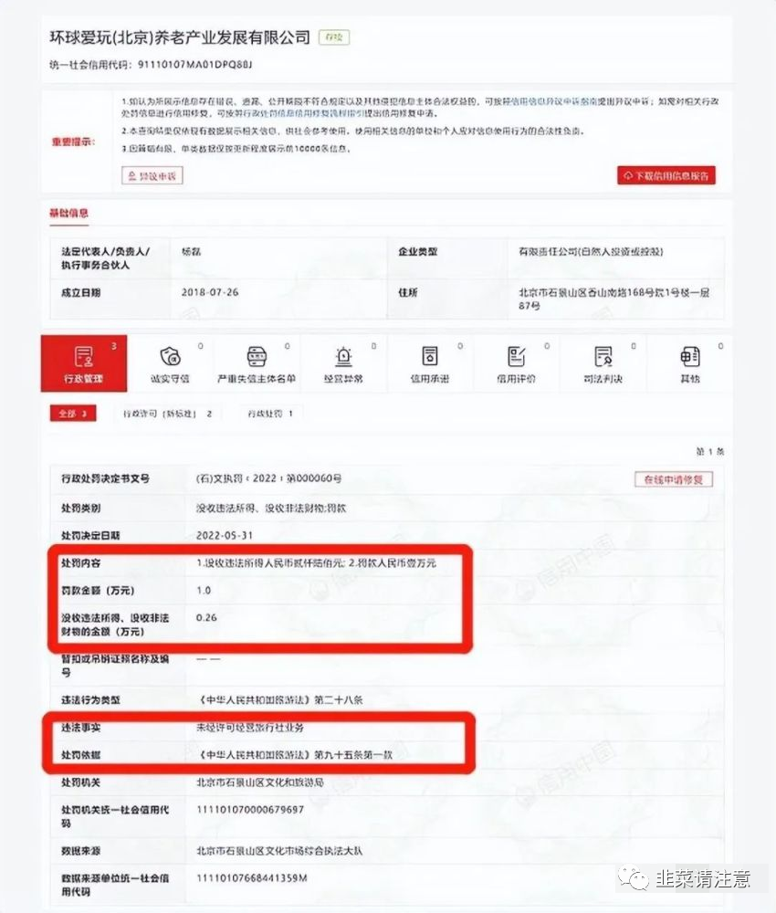 【曝光】北京“环球爱玩旅行网”及关联公司密集被罚，曾被质疑涉嫌非法集资！
