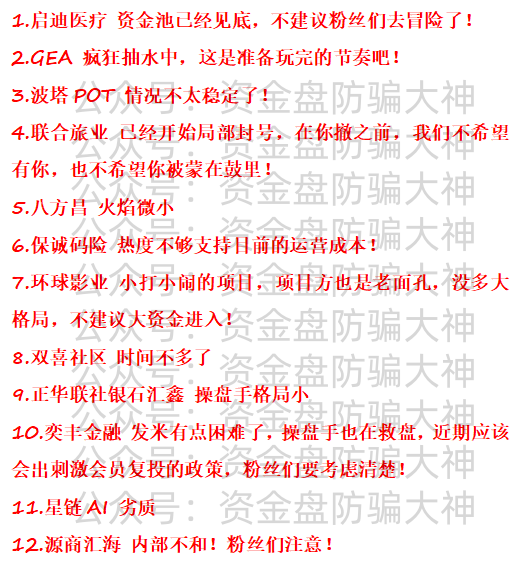 预警启迪医疗、GEA、波塔POT、联合旅业、八方昌、保诚码险、环球影业、双喜社区、正华联社银石汇鑫、奕丰金融、星链AI、源商汇海