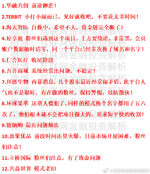 资金盘预警！华融共创、TEBBIT、海天智医、好享租、仁合医疗、吾喜商城、拜恩生物、环球果萃、链饷购、惠聚优品、立桥国际、共益世界插图