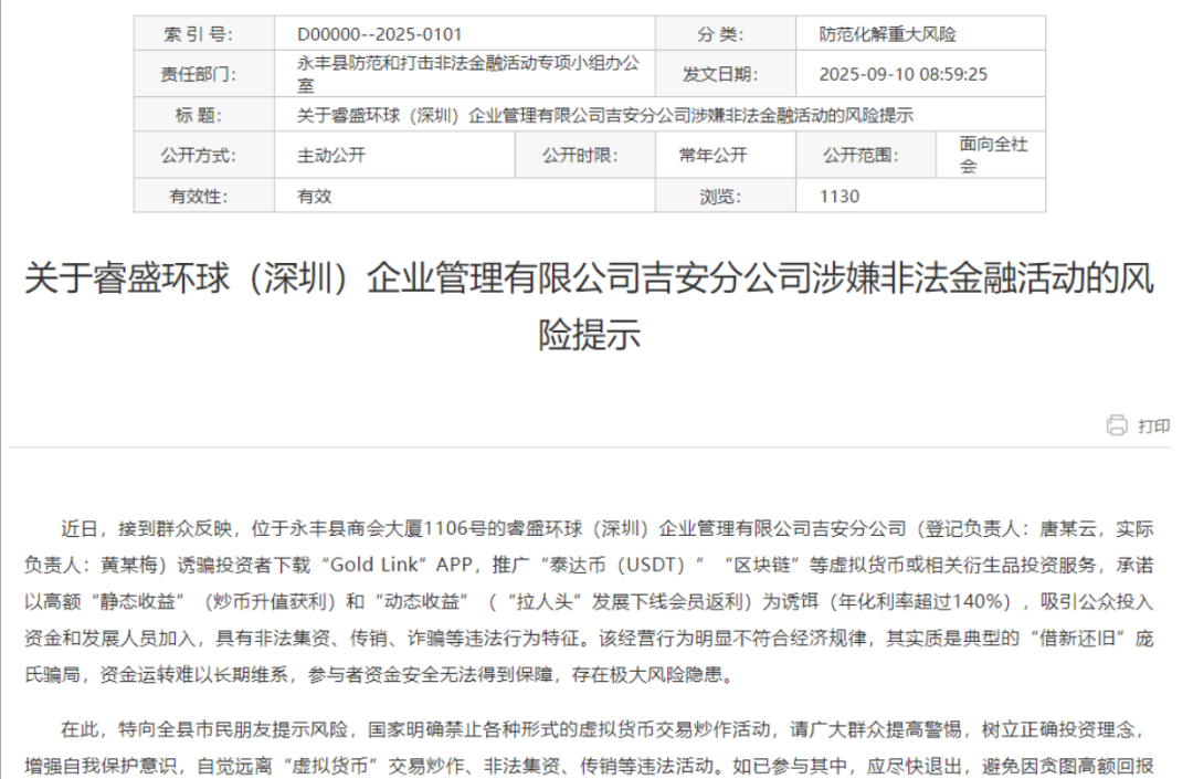 预警崩盘：金链（睿盛环球）